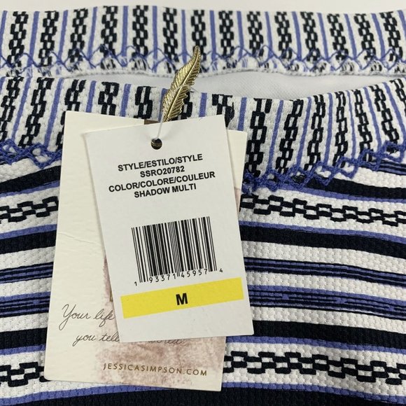Jessica Simpson Swim Bikini Bottom Women's M Blue Multicolor Striped Nylon 6210 - Picture 3 of 5